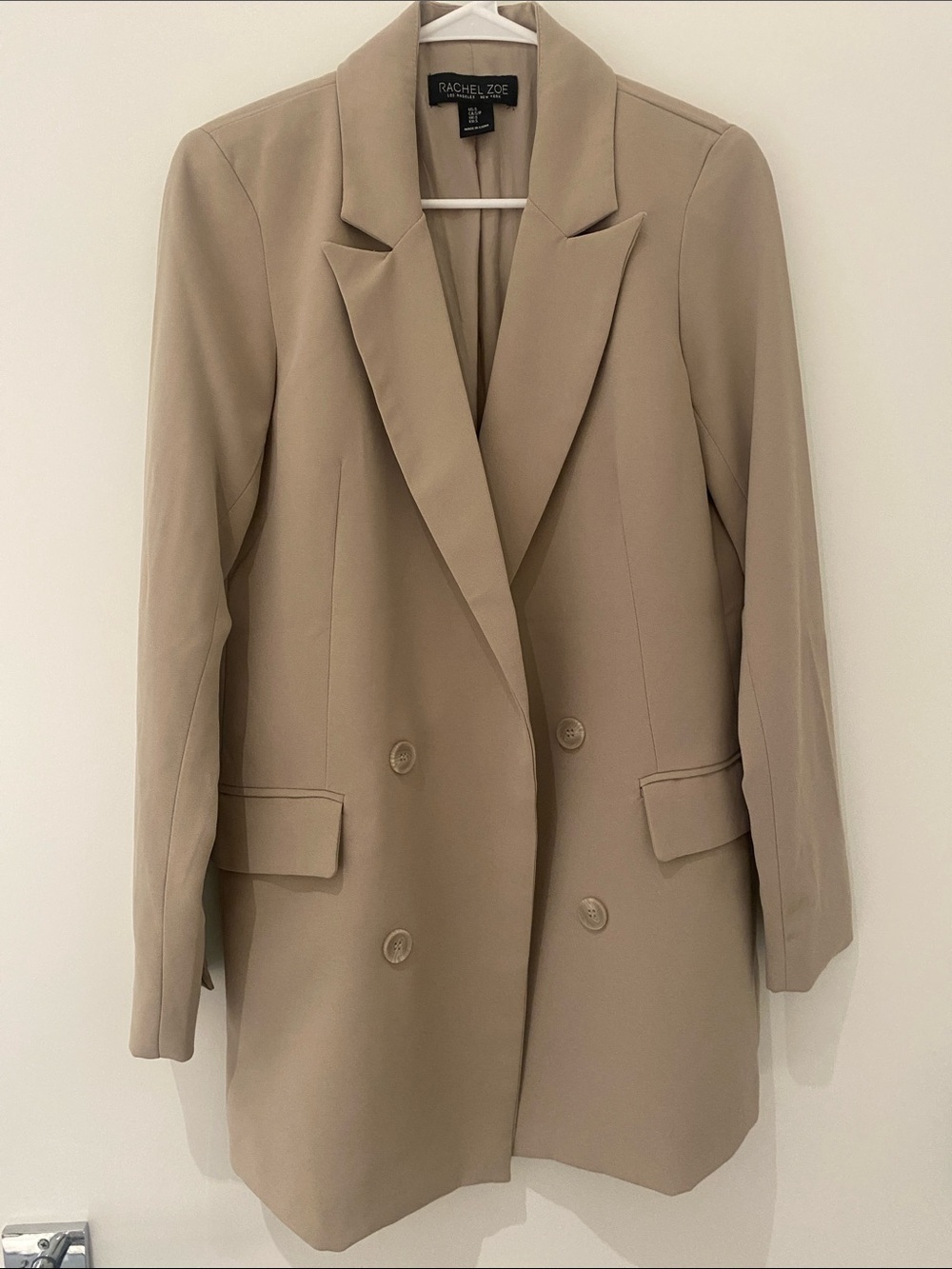 Rachel Zoe Long Double Breasted Blazer Tan Size Small